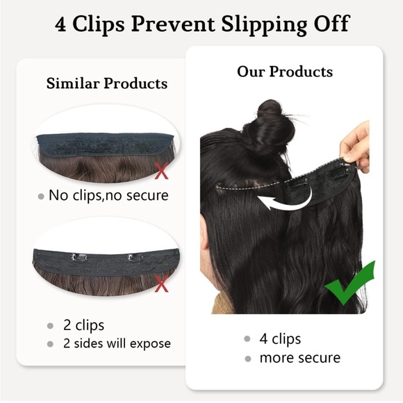 KooKaStyle Invisible Wire Hair Extensions with Transparent Headband Adjustable - Picture 4 of 6